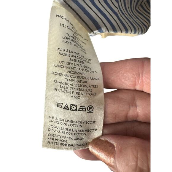 Free People Womens Linen Blame Blazwr Jack One Button Striped Lining Oversized M - Picture 3 of 6
